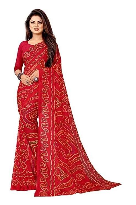 Buy B.D & SONS Women's Red colour Bandhani Pure Georgette Chundri Hand ...