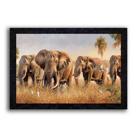 PNF Elephants Painting with Wooden Synthetic Frame (13.5x19 inch ...