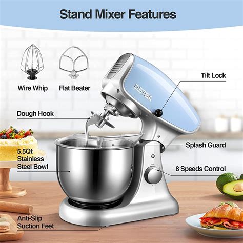 Buy OSTBA Electric Kitchen Food Stand Mixer，5.5QT 600W 8 Speed Die-Cast ...