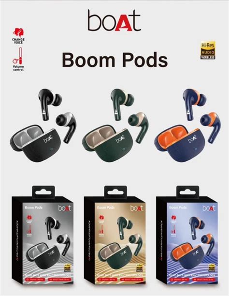 boAt Boom Pods True Wireless Earbuds with ENx™ Quad Mics, Hi-Res Wirel ...