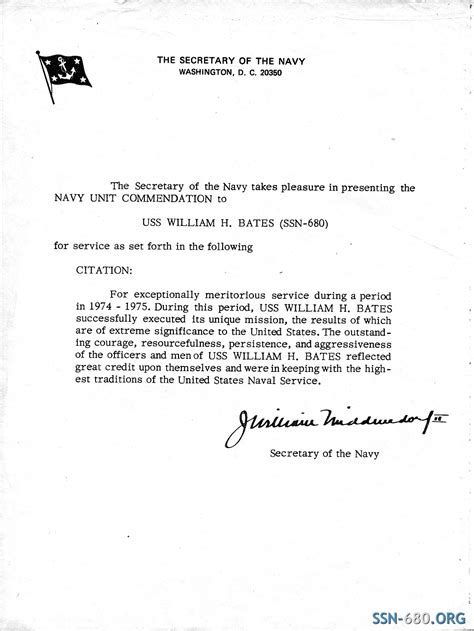 1975 - Navy Unit Commendation Letter