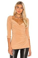 Norma Kamali X REVOLVE Long Sleeve Sweetheart Side Drape Top in Nude ...