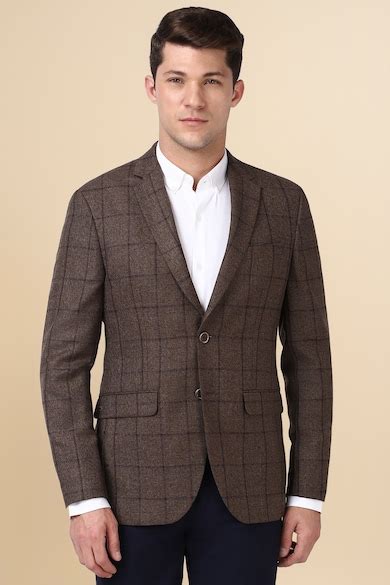 Buy Men Brown Check Formal Blazer Online - 39726688 | Peter England