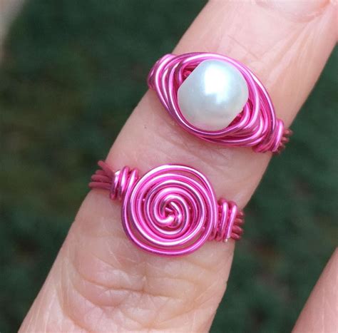 Buy Childrens Pink Wire Pearl or Rosette Ring Little Girl Toddler Teen ...
