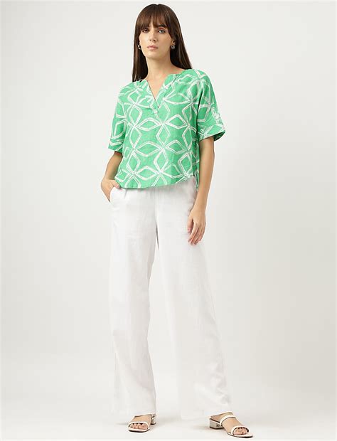 Buy Pure Linen Round Neck Blouse at Marks & Spencer