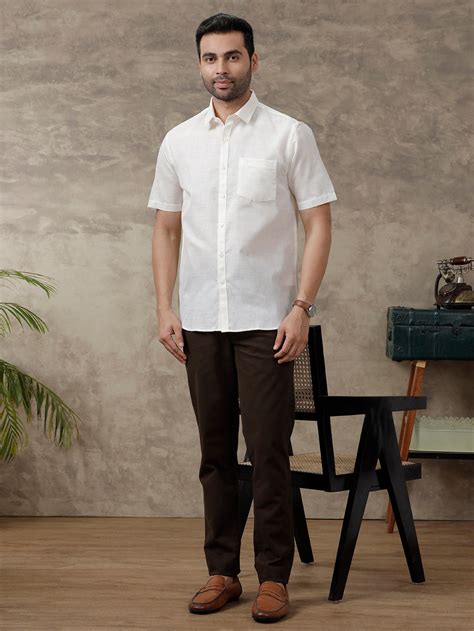 Men Cotton Rich Formal Shirt Off White T3 CV6