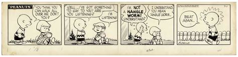 Lot Detail - Charles Schulz Original Hand-Drawn ''Peanuts'' Comic Strip ...