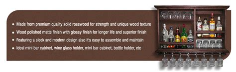 Indigo interiors sheesham Wood Wall Mounted Wine Rack, Bar Cabinet with ...