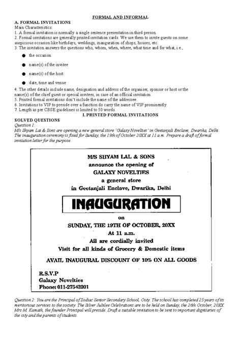 Invitation and Replies - Excl. Wasif - FORMAL AND INFORMAL A. FORMAL ...