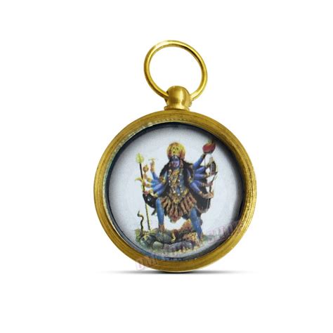 Buy Maha Kali Yantra Pendant In Brass With Glass online