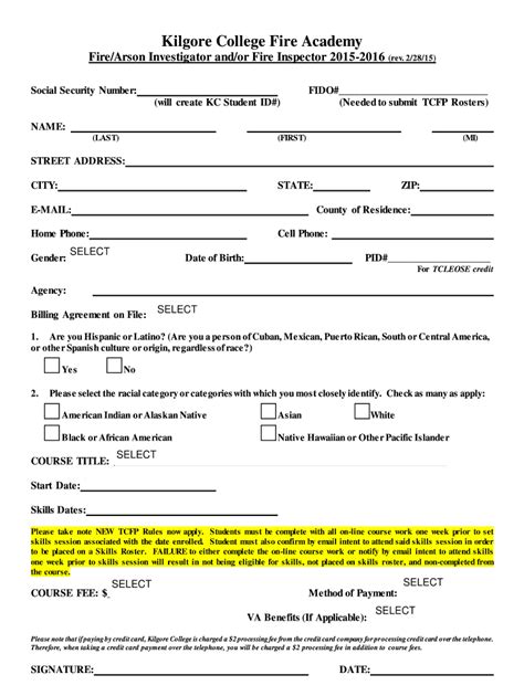 Fillable Online kilgore Kilgore College Fire Academy Fax Email Print ...