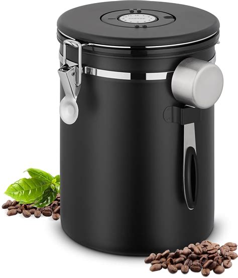 Airtight Coffee Canister, 35 OZ Stainless Steel Coffee Beans Storage, 2 ...