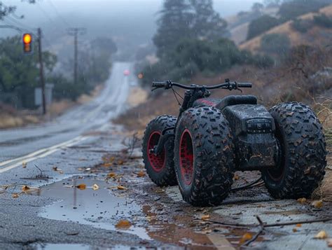A dirt bike with mud on it is laying on the ground | Premium AI ...