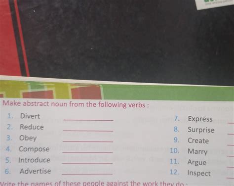 Make abstract noun from the following verbs - Brainly.in