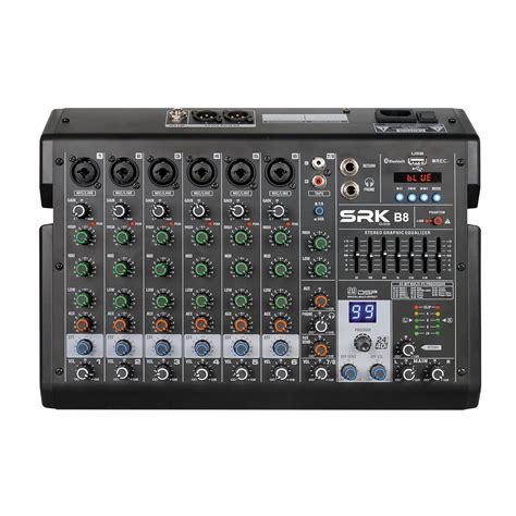 SRK CLOUD B8 8-Channel Mixer 99 DSP Effects 7 Band EQ Bluetooth Studio ...