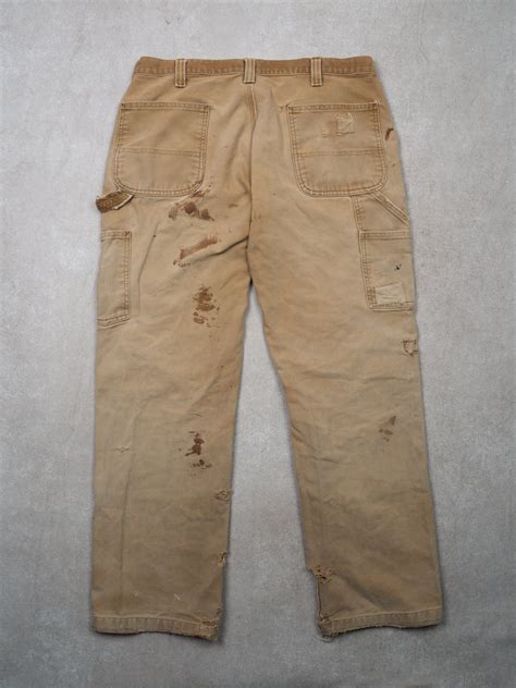 Vintage Rugged Beige Relax Fit Double Knee Carhartt Pants (36 x 30 ...