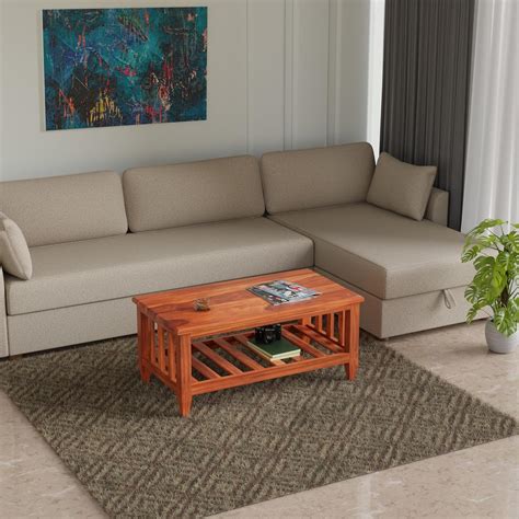 ANCHORWOOD Coffee Table Home Furniture Solid Sheesham Wood Rectangle ...