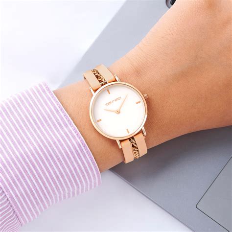 Shop Online Kristina Rose Gold Watch Metal And Beige PU Mix Strap Watch ...