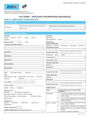 Fillable Online kyc form applicant information (individual) Fax Email ...
