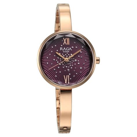 Buy Online Titan Raga Showstopper Quartz Analog Purple Dial Metal Strap ...