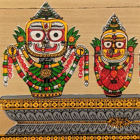 Lord Jagannath Palm Leaf Print | Glittery Golden Motif Border – Kalantir
