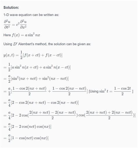 Using D'Alembert's method find the deflection of a vibrating string of ...