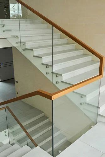 Stainless Steel Railing - Rose Gold/Wooden Finish SS Glass Railing ...
