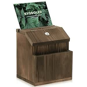 KYODOLED Wood Suggestion Box with Lock Wall Mounted, Rustic Ballot ...