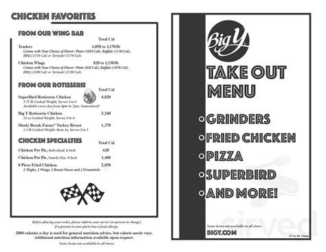 Menu - Newtown CT's Big Y Food Service | Sirved