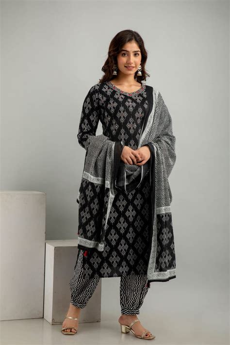 Sanganeri Block Print Cotton Kurta Set with Afghani Pant – Sukriti Store