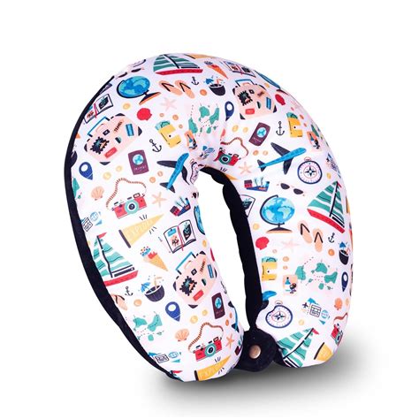 HOOPY Travel Neck Pillow in Soft Fabric for Head, Neck, Shoulder ...