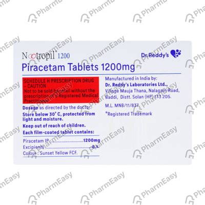 Nootropil 1200 MG Tablet (10): Uses, Side Effects, Price & Dosage ...