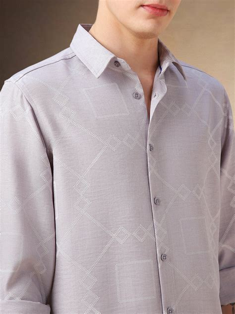 Men's Grey Printed Spread Collar Full Sleeves Shirt – DENNIS LINGO