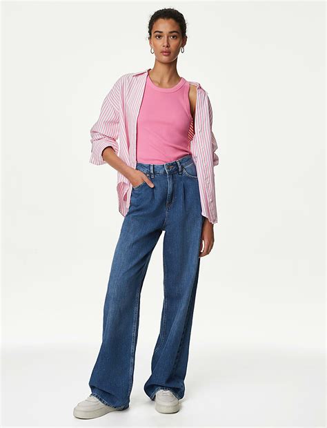 Buy Cotton Rich Ribbed Slim Fit Racer Back Vest at Marks & Spencer