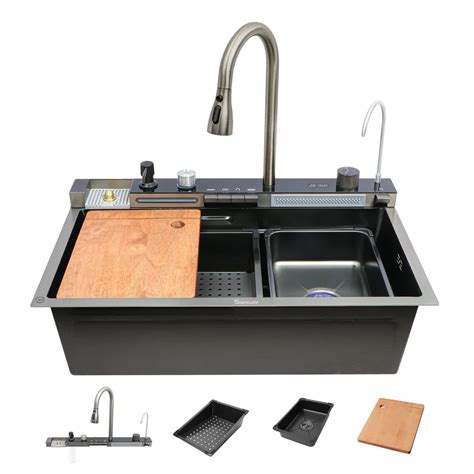 Buy Smart Piano Kitchen Sink 30x18x9 with Waterfall & Faucet – Specule.in