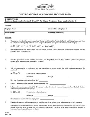 Fillable Online adams12 Employee should complete Sections I, III and IV ...