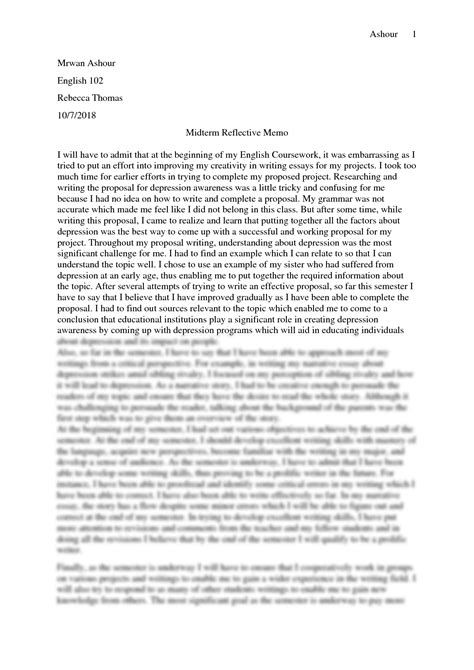 Image result for Reflective Memo Example