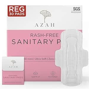 Buy AZAH Sanitary Pads for Women Regular [Pack of 30] 100% Rash-Free ...