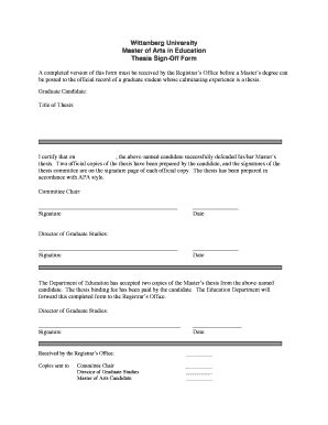 Fillable Online www5 wittenberg Wittenberg University Master of Arts in ...