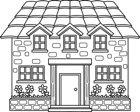 House Building Isolated Coloring Page for Kids 21964662 Vector Art at ...