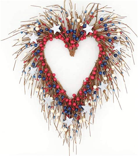 Buy Idyllic Heart-Shaped Wreath with Red Blue Berry and White Star ...