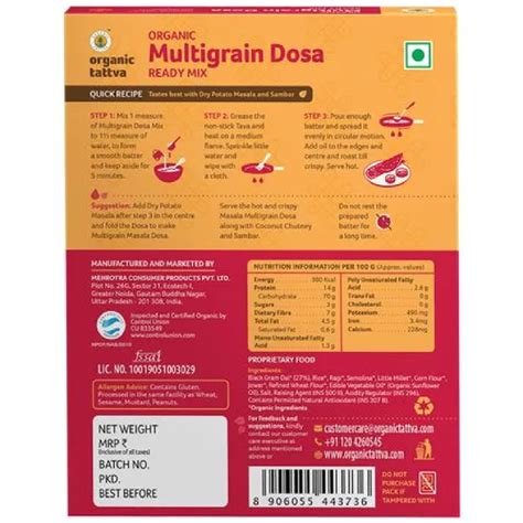 Organic Tattva Organic Multigrain Dosa Ready Mix - Crispy, Source Of ...