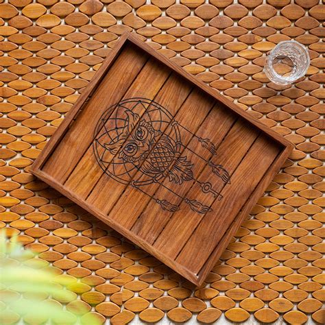 ExclusiveLane Sheesham Wooden Serving Tray for Serving Snacks Tea ...