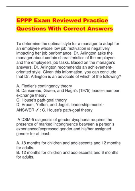 EPPP Exam Reviewed Practice Questions With Correct Answers - EPPP ...