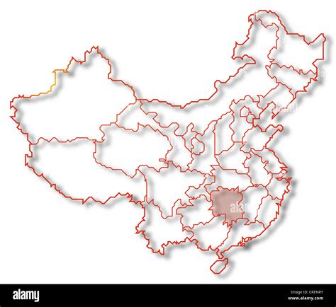 Political map of China with the several provinces where Hunan is highlighted Stock Photo - Alamy