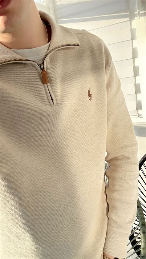 Polo Ralph Lauren Beige Half Zip Sweater Outfit | Polo ralph lauren ...