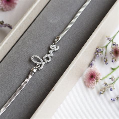 Love Charm Silver Cubic Zirconia Bracelet | Silvery Silver