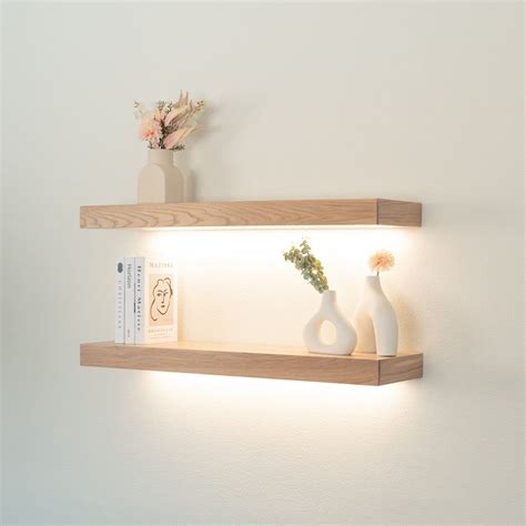 Lighted floating shelves white oak – Artofit