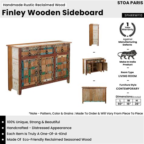Finley - Handmade Rustic Reclaimed Wood Sideboard In Distress Finish ...