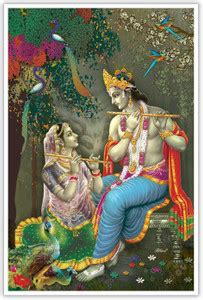 Radha krishna playing flute in nature Paper Poster Paper Print ...
